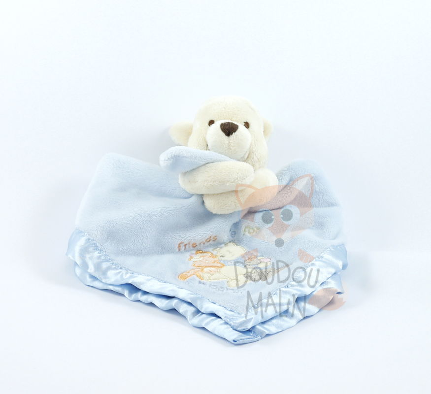  winnie the pooh baby comforter blue friends are for hugging 30 cm 